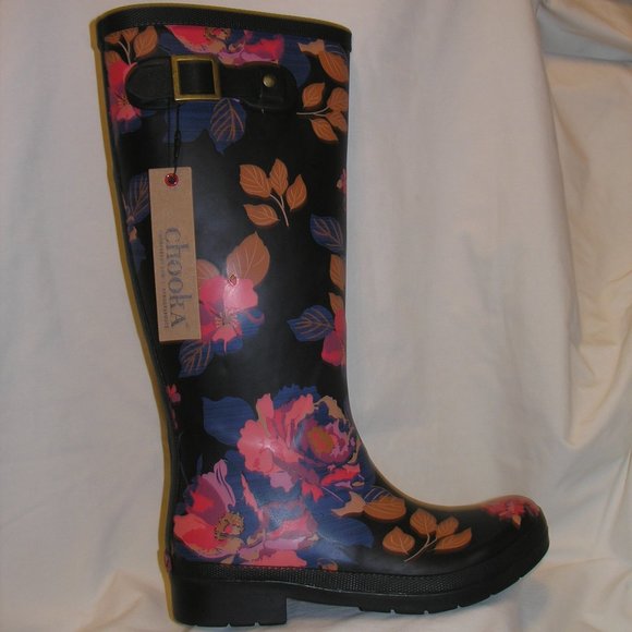 New Chooka Women's 6M Floral Shoes Tall Rain Boots Box - Picture 2 of 12